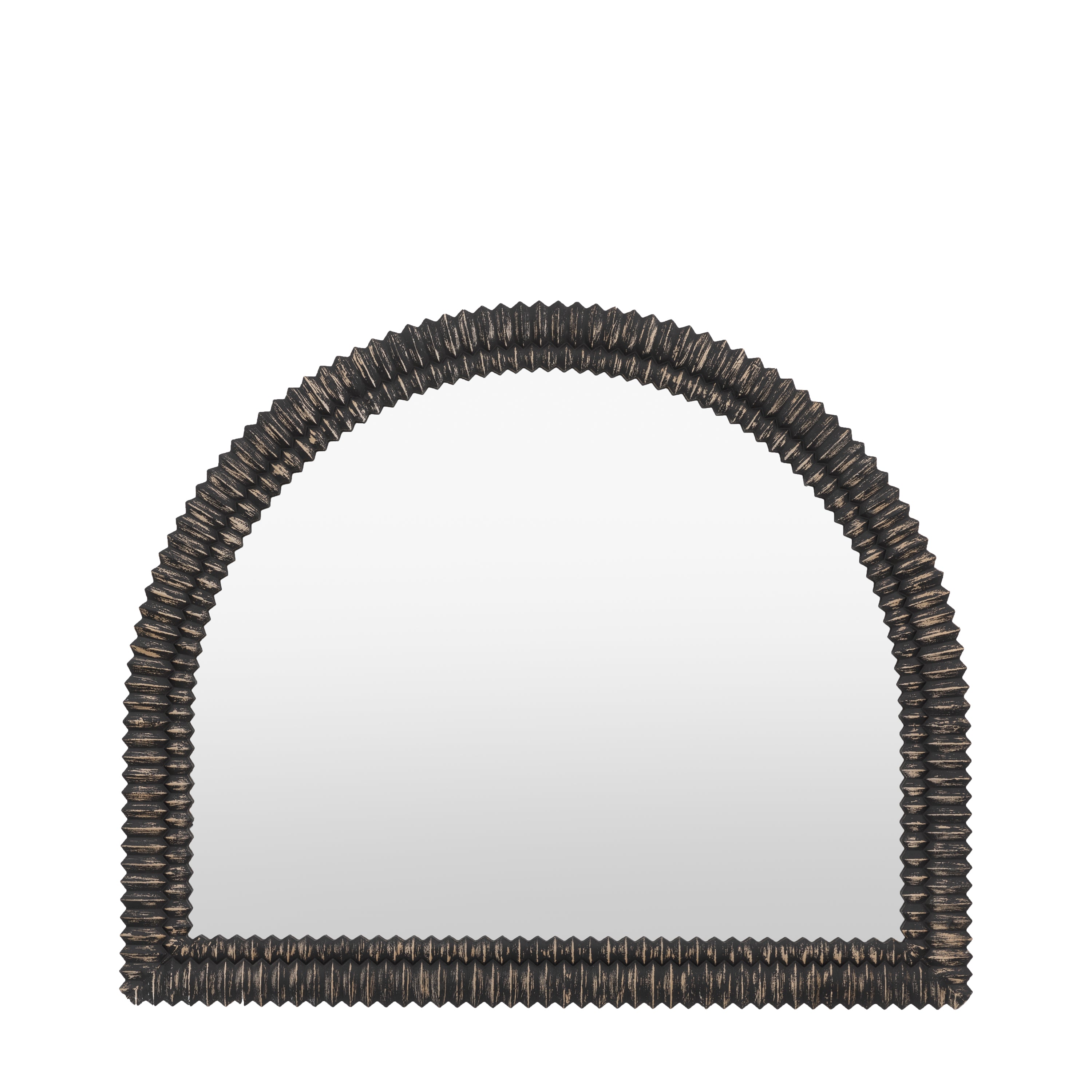 Chambery Arch Black Wash Overmantle Wall Mirror
